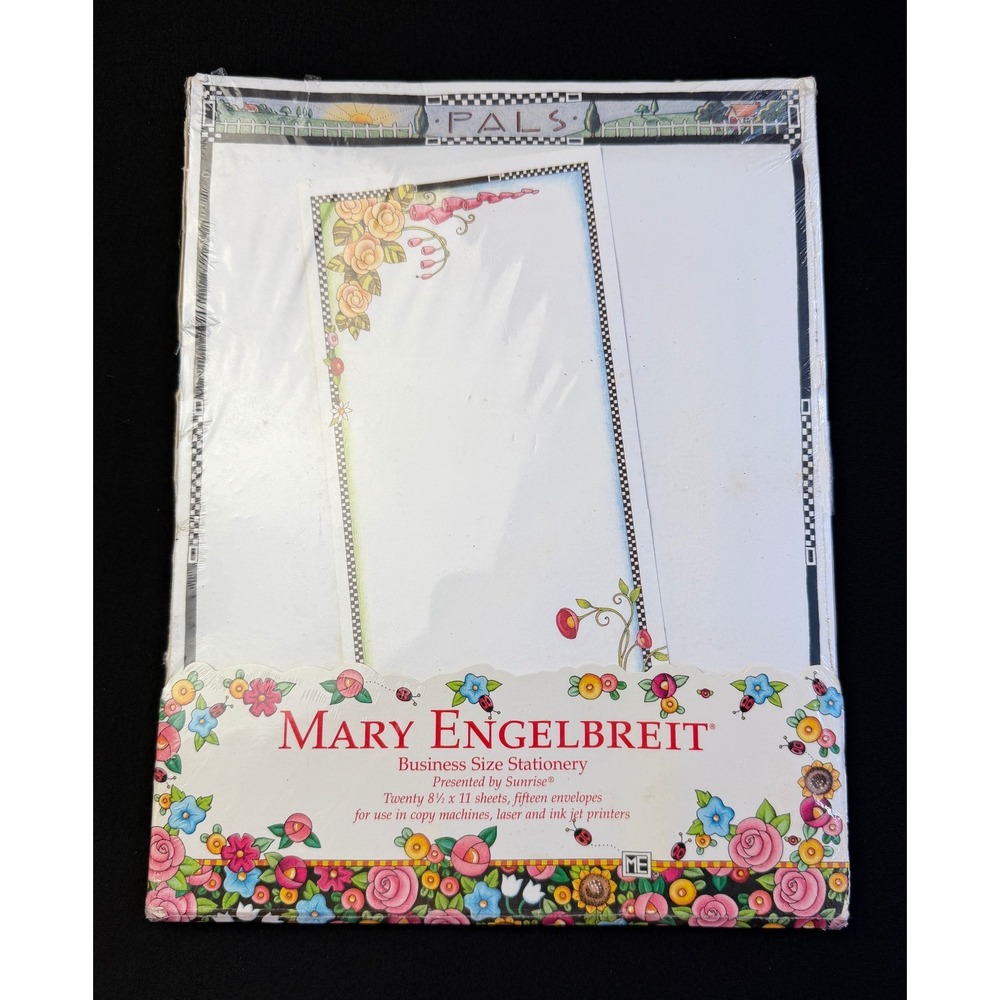 Mary Engelbreit Vintage Stationery Set Pals Floral Garden 20 Sheets 15 Envelopes